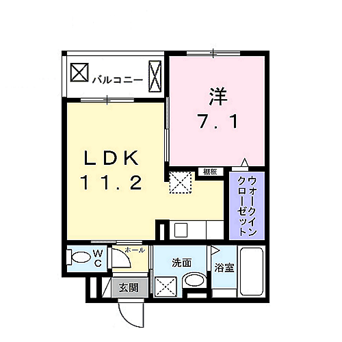 シャルマン唐橋南Ⅱ(1LDK/3階)の間取り写真