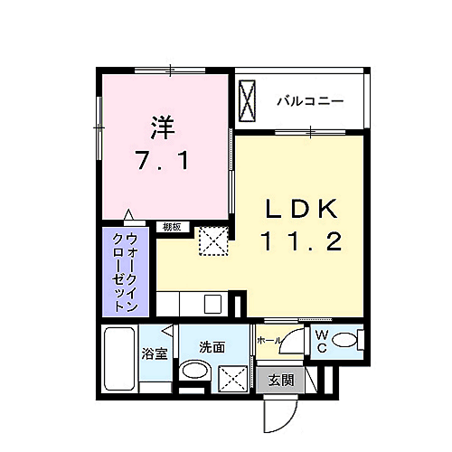 シャルマン唐橋南Ⅱ(1LDK/2階)の間取り写真