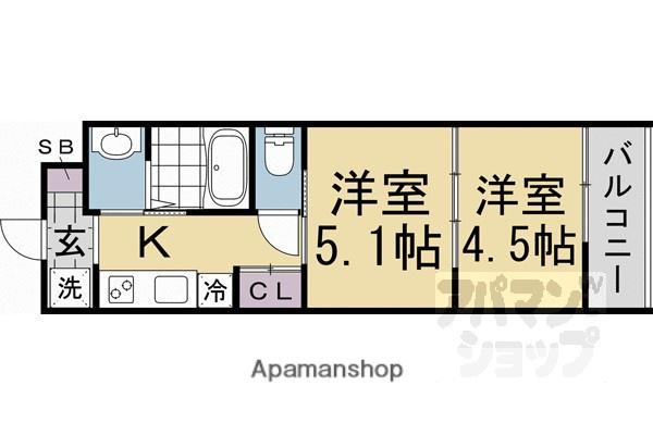 アドバンス京都リエートⅠ(2K/2階)の間取り写真