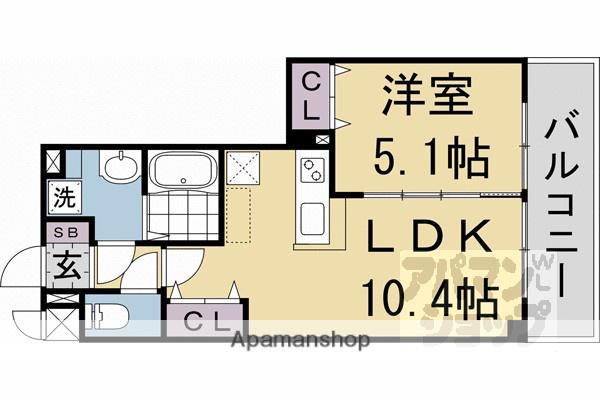 ベラジオ雅び京都洛北ガーデン(1LDK/3階)の間取り写真