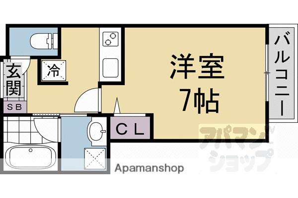 メゾンドゥース丹波橋(1K/2階)の間取り写真