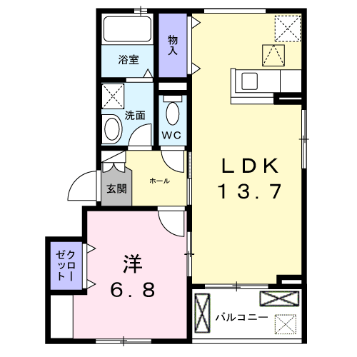 プレミール京都(1LDK/1階)の間取り写真