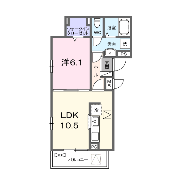 下鳥羽中円面田町アパート(1LDK/1階)の間取り写真