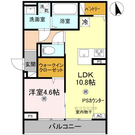 D-ROOM伏見駅前(1LDK/3階)の間取り写真