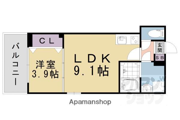 ジーメゾン大津横木ルイエル(1LDK/3階)の間取り写真