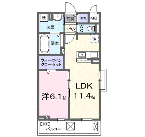 SYS大将軍(1LDK/2階)の間取り写真