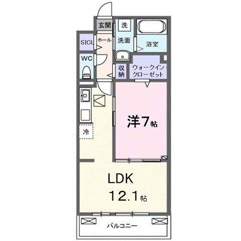 SYS大将軍(1LDK/1階)の間取り写真