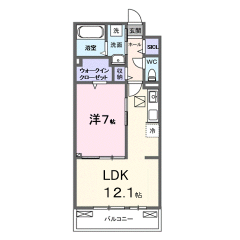 SYS大将軍(1LDK/1階)の間取り写真