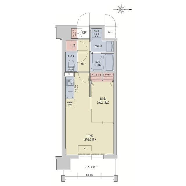 リシュドール梅小路(1LDK/3階)の間取り写真