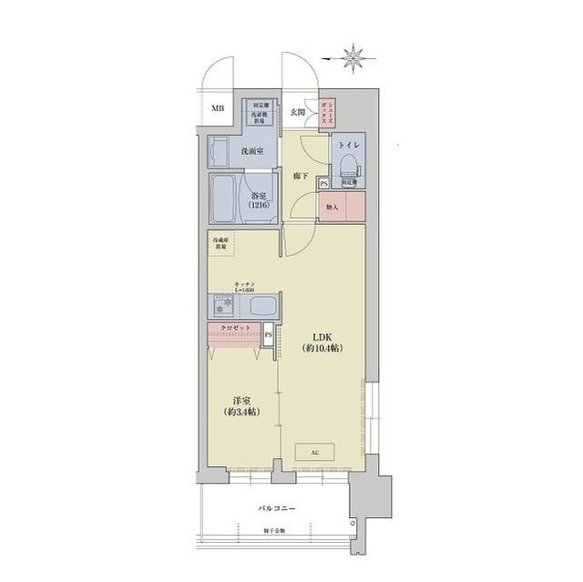 リシュドール梅小路(1LDK/7階)の間取り写真
