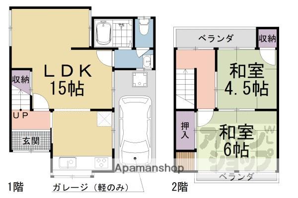 京都市東西線 東野駅(京都) 徒歩12分 2階建 築50年(2LDK)の間取り写真