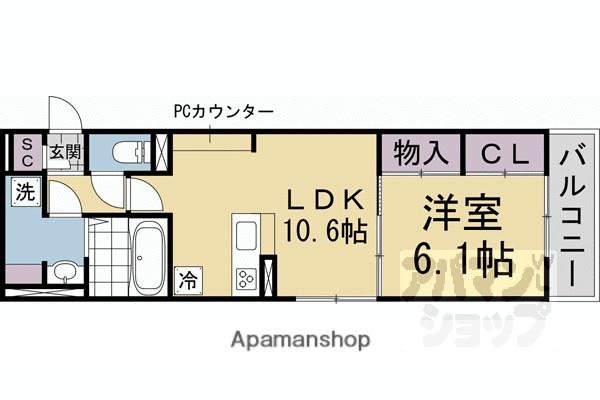 GRAMM西伊達(1LDK/2階)の間取り写真