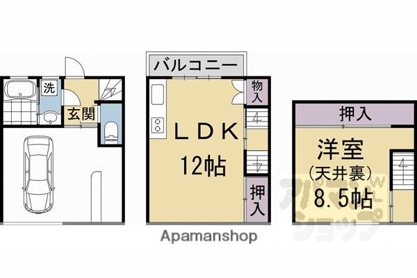 京都市東西線 椥辻駅 徒歩9分 3階建 築41年(1LDK)の間取り写真
