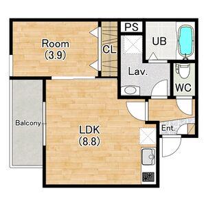 ジーメゾン山科ジュミエ(1LDK/1階)の間取り写真