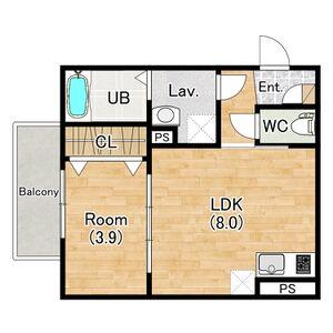 ジーメゾン山科ジュミエ(1LDK/3階)の間取り写真