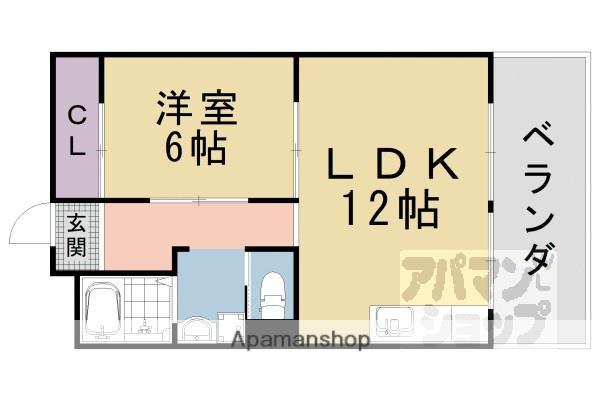 京阪電気鉄道京津線 追分駅(滋賀) 徒歩8分 3階建 築50年(1LDK/2階)の間取り写真