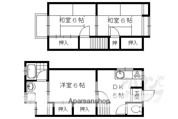 京阪電気鉄道京阪線 伏見稲荷駅 徒歩10分 2階建 築50年(3DK)の間取り写真
