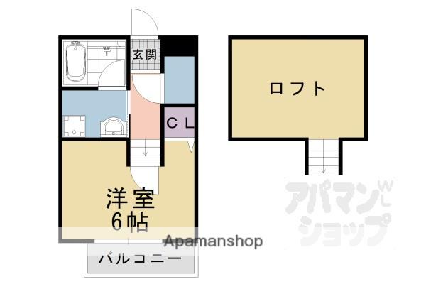 ルーノ椥辻(ワンルーム/1階)の間取り写真