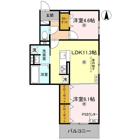 GRAMM北浜(2LDK/2階)の間取り写真