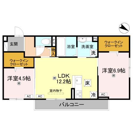 LUCE(2LDK/1階)の間取り写真