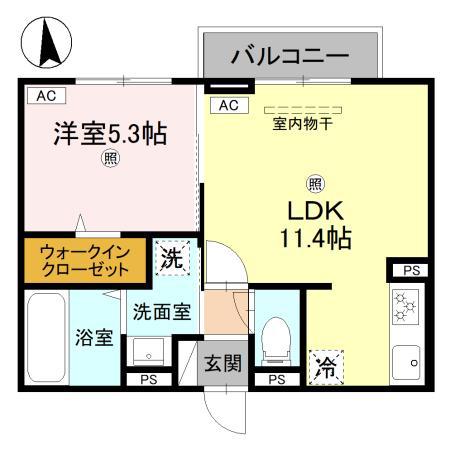 LUMIERE DU SOIR(1LDK/2階)の間取り写真