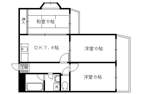 ハイツリーフラット(3DK/1階)の間取り写真