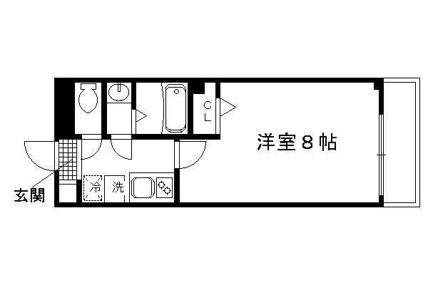 フラッティ龍大南(1K/4階)の間取り写真