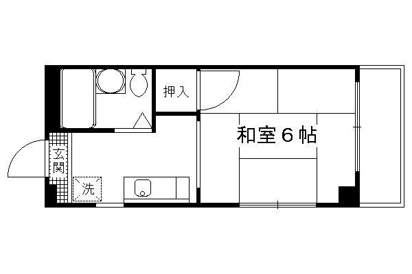 サンハイツ田辺(1K/3階)の間取り写真