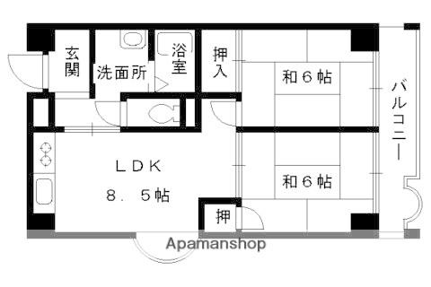 シャンドール東野(2DK/4階)の間取り写真