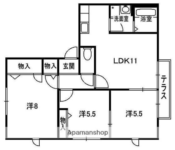 SACURAハイツⅡ(3LDK/1階)の間取り写真