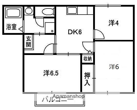 グリーンコート川原田(3DK/2階)の間取り写真