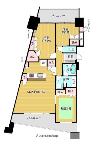 京阪東ローズタウン・ファインパークC棟(3LDK/8階)の間取り写真