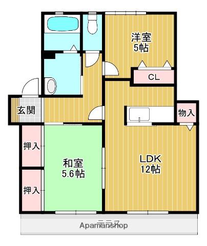 アリス光陽B棟(2LDK/1階)の間取り写真