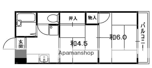 Mプラザ大住壱番館(1DK/2階)の間取り写真