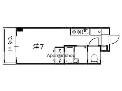 ロイヤルコート京田辺(1K/4階)の間取り写真