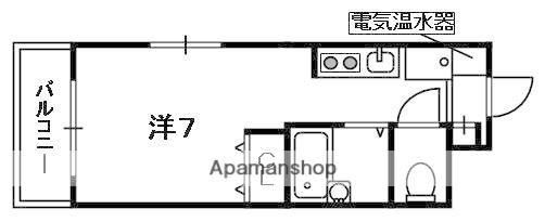 ハコス京田辺(1K/1階)の間取り写真