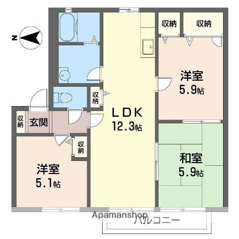 SACURAハイツ(3LDK/2階)の間取り写真