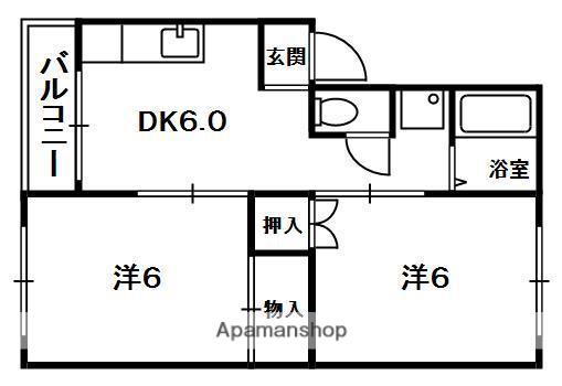 ハイツ平成(2DK/2階)の間取り写真