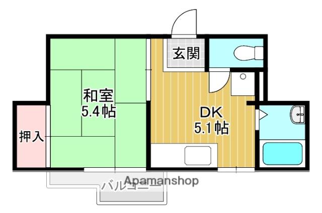 タウニィアローザB(1DK/2階)の間取り写真