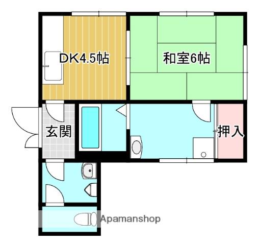 青木ビル(1DK/2階)の間取り写真
