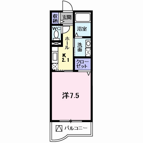 ランデュール岡本(1K/3階)の間取り写真