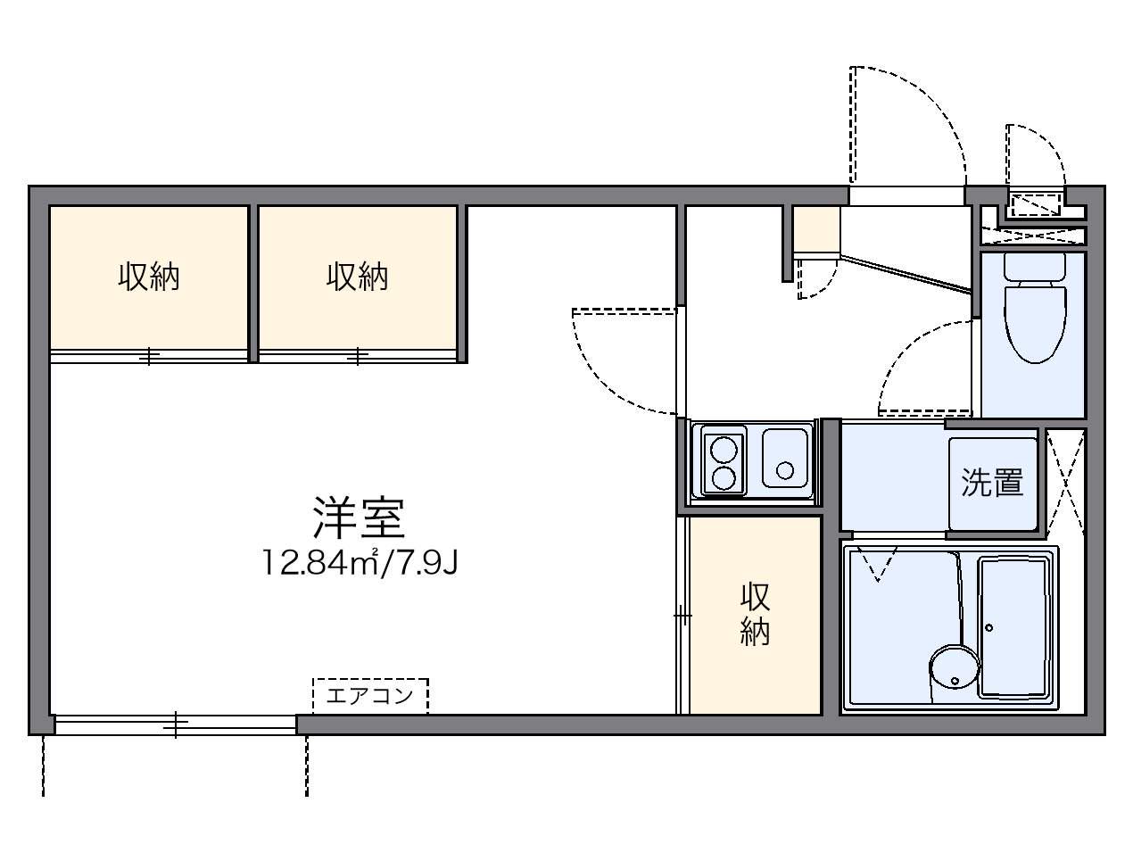 レオパレスディス ポレール(1K/1階)の間取り写真