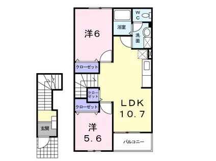 オーブコリーヌ(2LDK/2階)の間取り写真