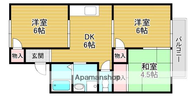 ヴィラ塚の木Ⅱ号館(3DK/1階)の間取り写真