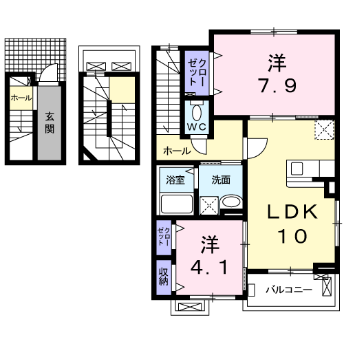 アルカンシエルコリーヌ(2LDK/3階)の間取り写真