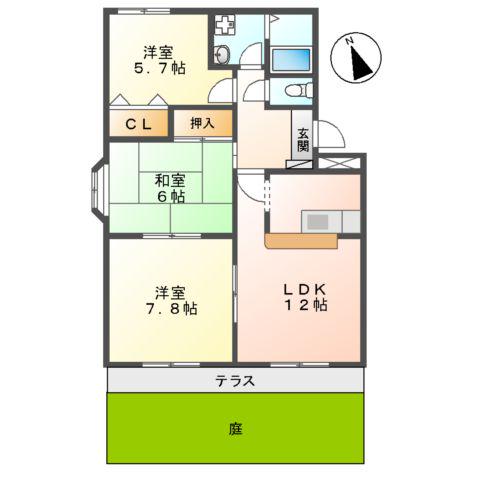 グッドヒルズ桜が丘(3LDK/1階)の間取り写真