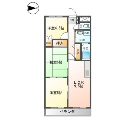 エバープラスパ(3DK/2階)の間取り写真