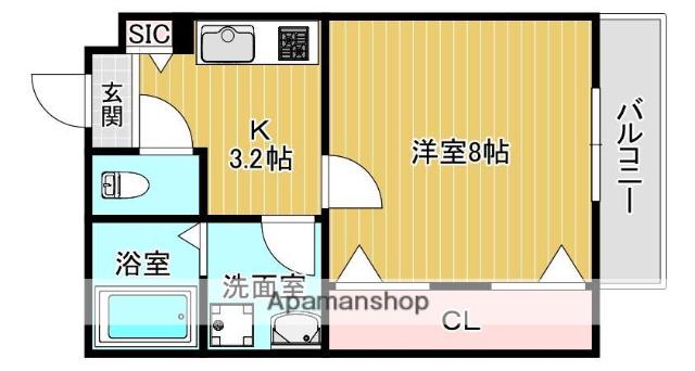 GROOVE京田辺(1K/1階)の間取り写真