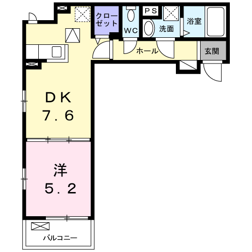 グランデ・カーサ・ケイⅡ(1DK/1階)の間取り写真