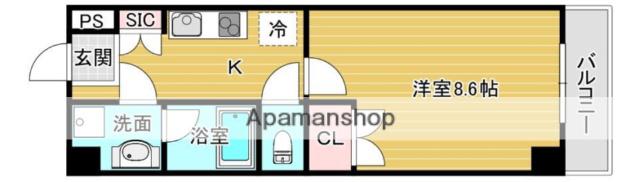 レガリオ(1K/4階)の間取り写真